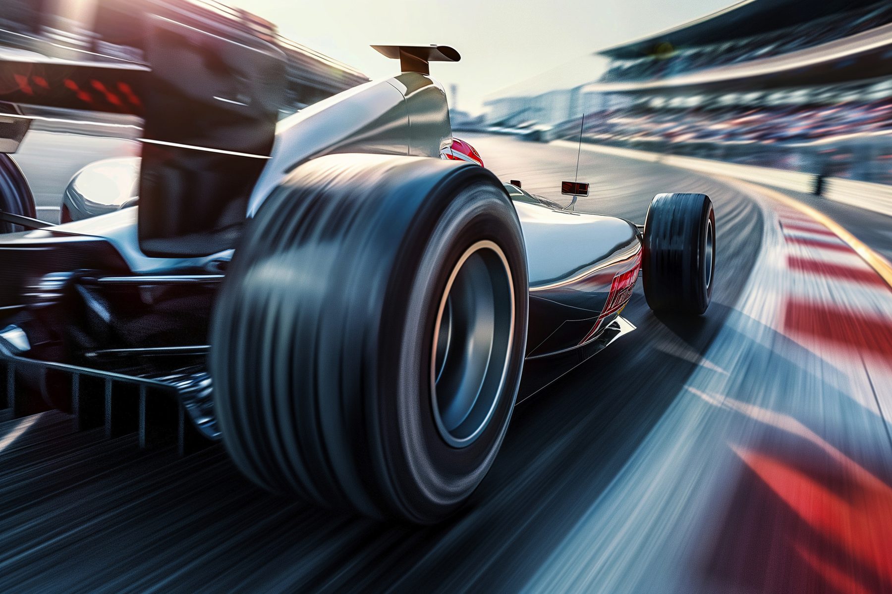 Formel-1-Rennwagen in voller Fahrt auf der Rennstrecke